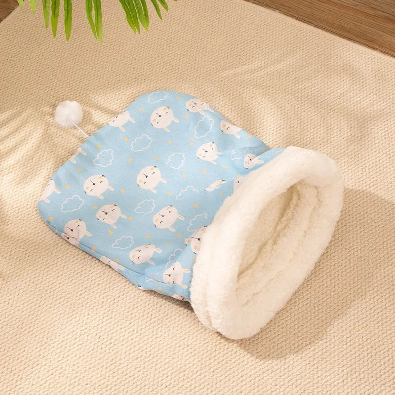 Flannel cat sleeping bag bed measuring 50 by 40 centimetres with pp cotton filling