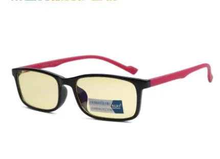 Unisex vintage round anti Blu-ray glasses with PC lens and plastic frame in blue black colour