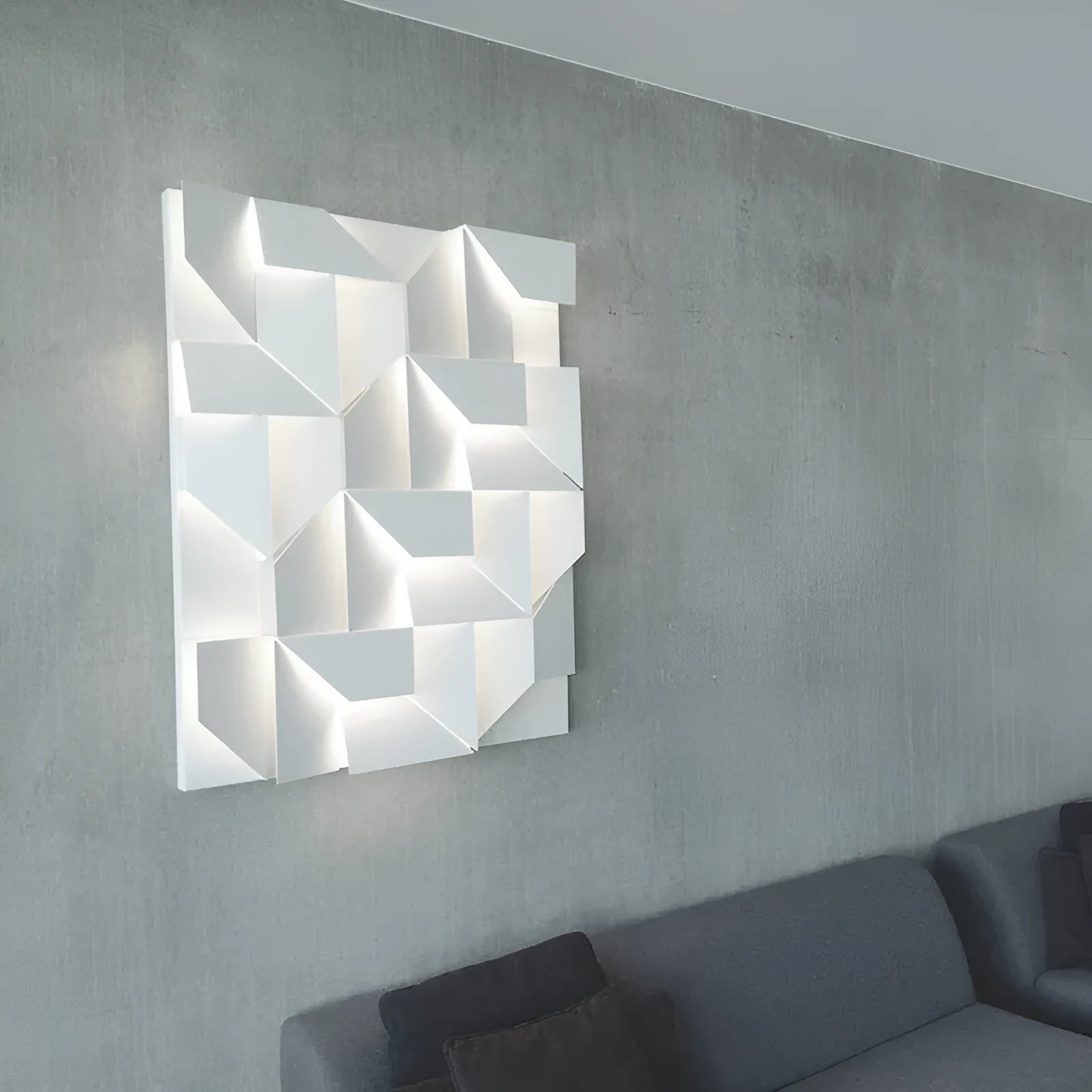 Modern iron wall lamp with rectangular panel in Nordic style, showcasing dimmable lighting.