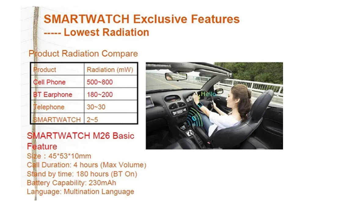 Black, white, and blue smart Bluetooth sports watch compatible with iPhone and Android