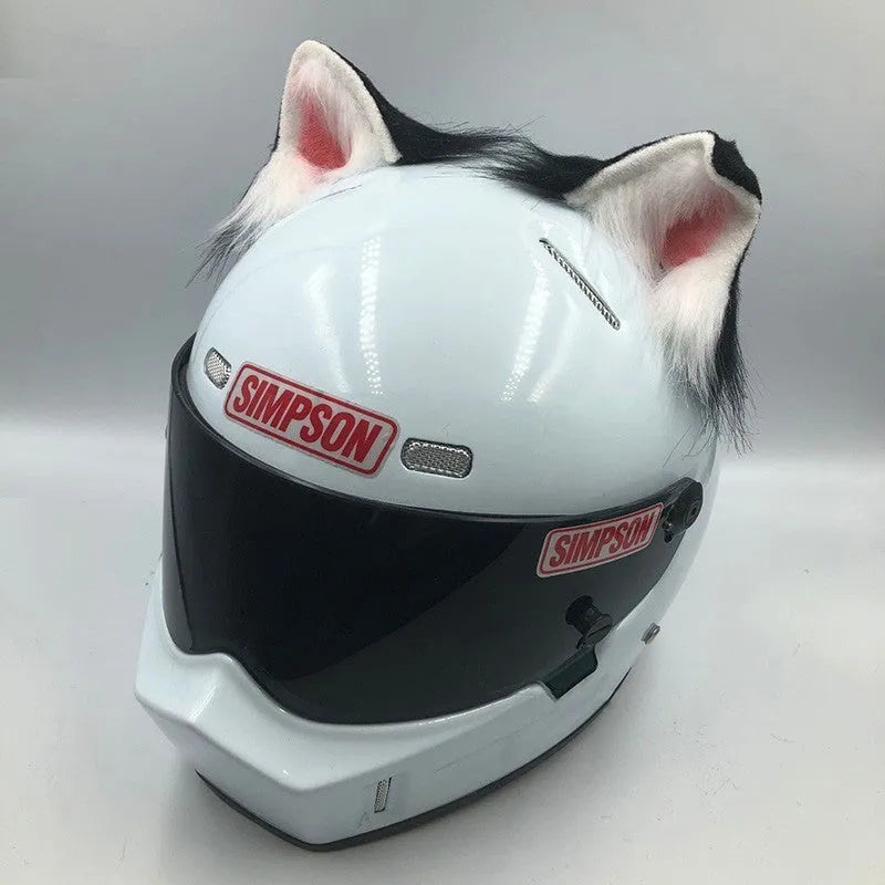 ABS plastic animal ears and tail helmet ornament set for motorcycle helmets on a white background