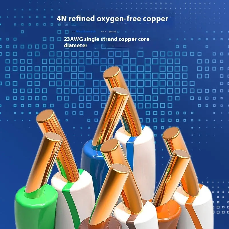 Blue category 6A ethernet cable with oxygen-free copper core, 305 metre length for 10GB/S networking
