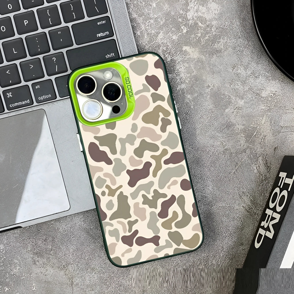 Vintage leopard print frosted PC phone shell with electroplated laser details for iPhone