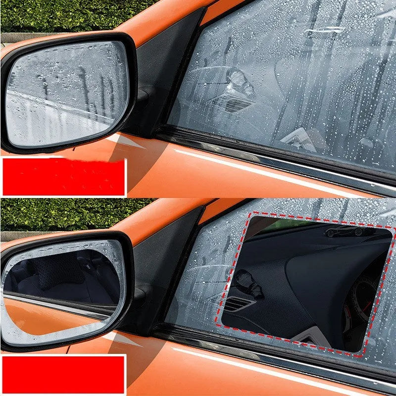 Transparent rain proof film for car rearview mirror with optical grade PET and scratch resistant coating