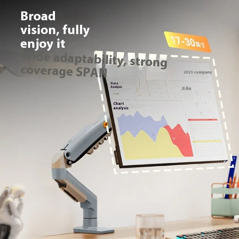 F80-XV grey computer monitor bracket robotic arm, 42 x 31 x 10cm, aluminium alloy and ABS plastic construction