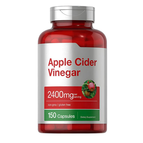 Apple cider vinegar dietary supplement capsules bottle containing 150 tablets