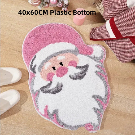 Printed red and green Christmas themed hallway runner mat with anti-slip backing.