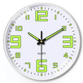 8 inch luminous wall clock with modern plastic shell on a wall
