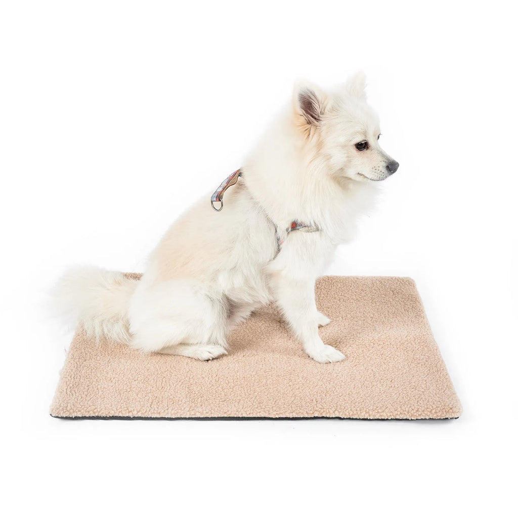 Self-heating plush pet pad for cats in grey colour showing M95x65cm size