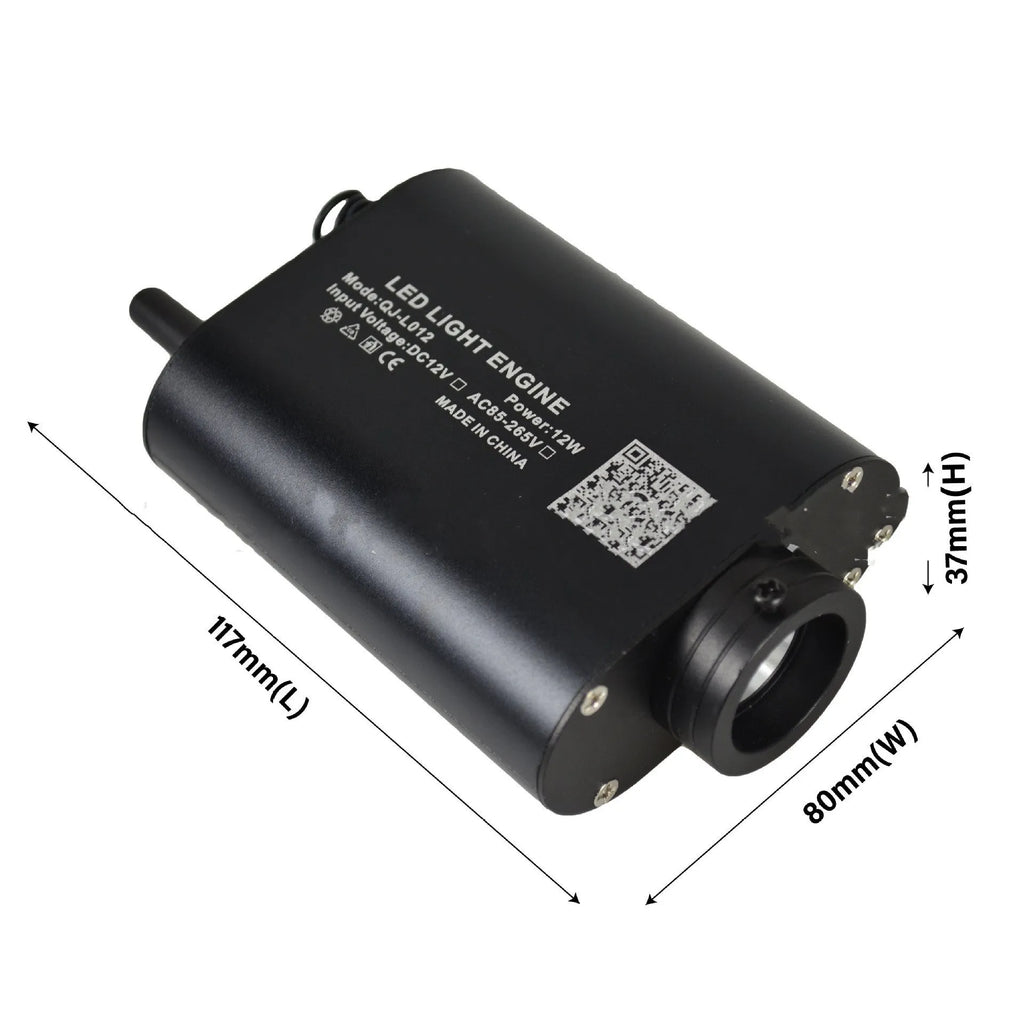 Compact 12W RGBW fiber optic light source for car star dome with 20mm coupling head and remote control