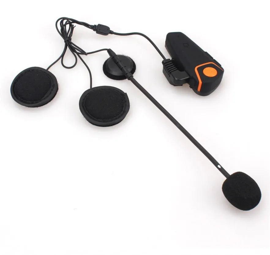 BT-S2 motorcycle Bluetooth walkie-talkie headset in black with 1000m intercom range and DSP noise cancellation