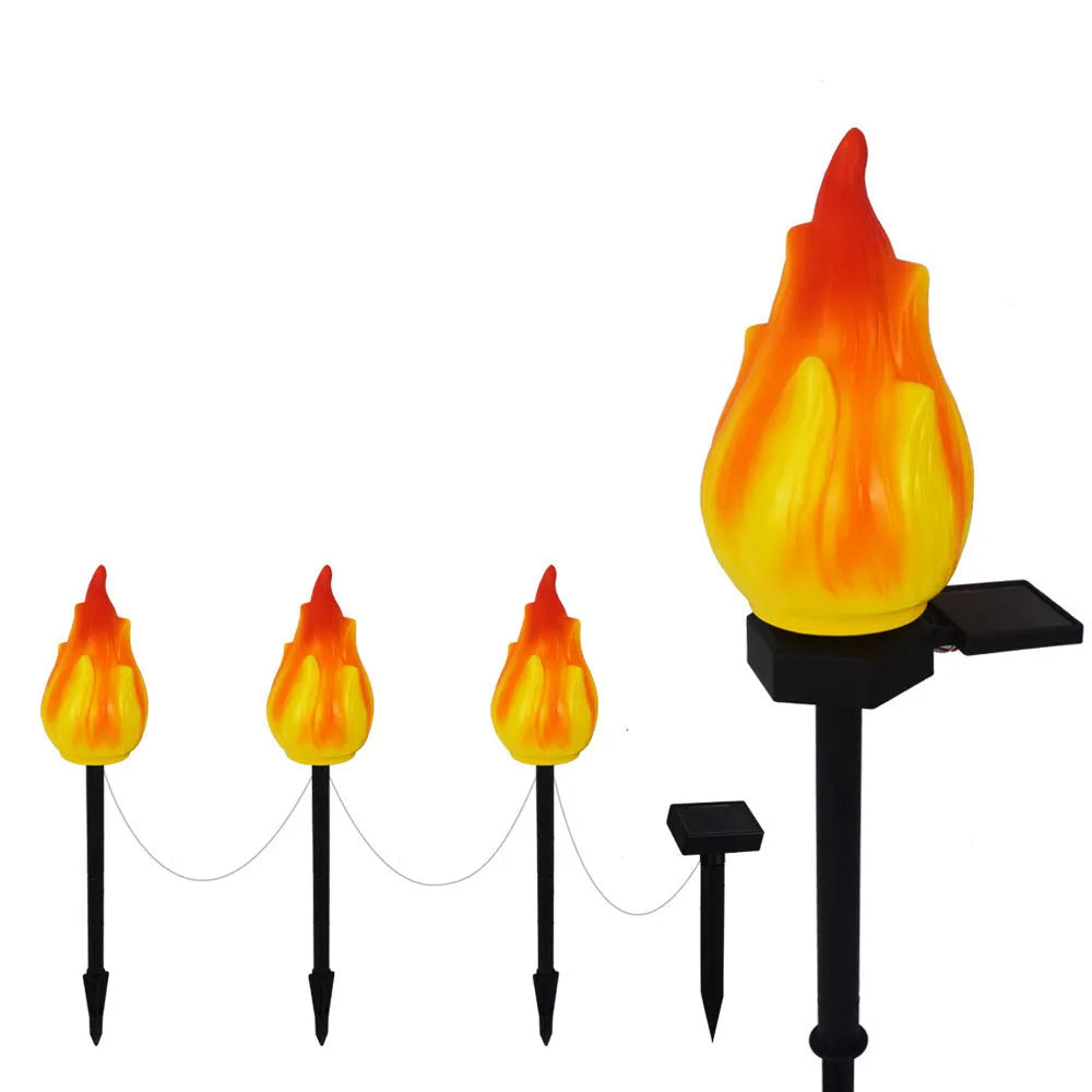 Wrought iron solar simulation flame lamp for courtyard decoration, IP65 rated
