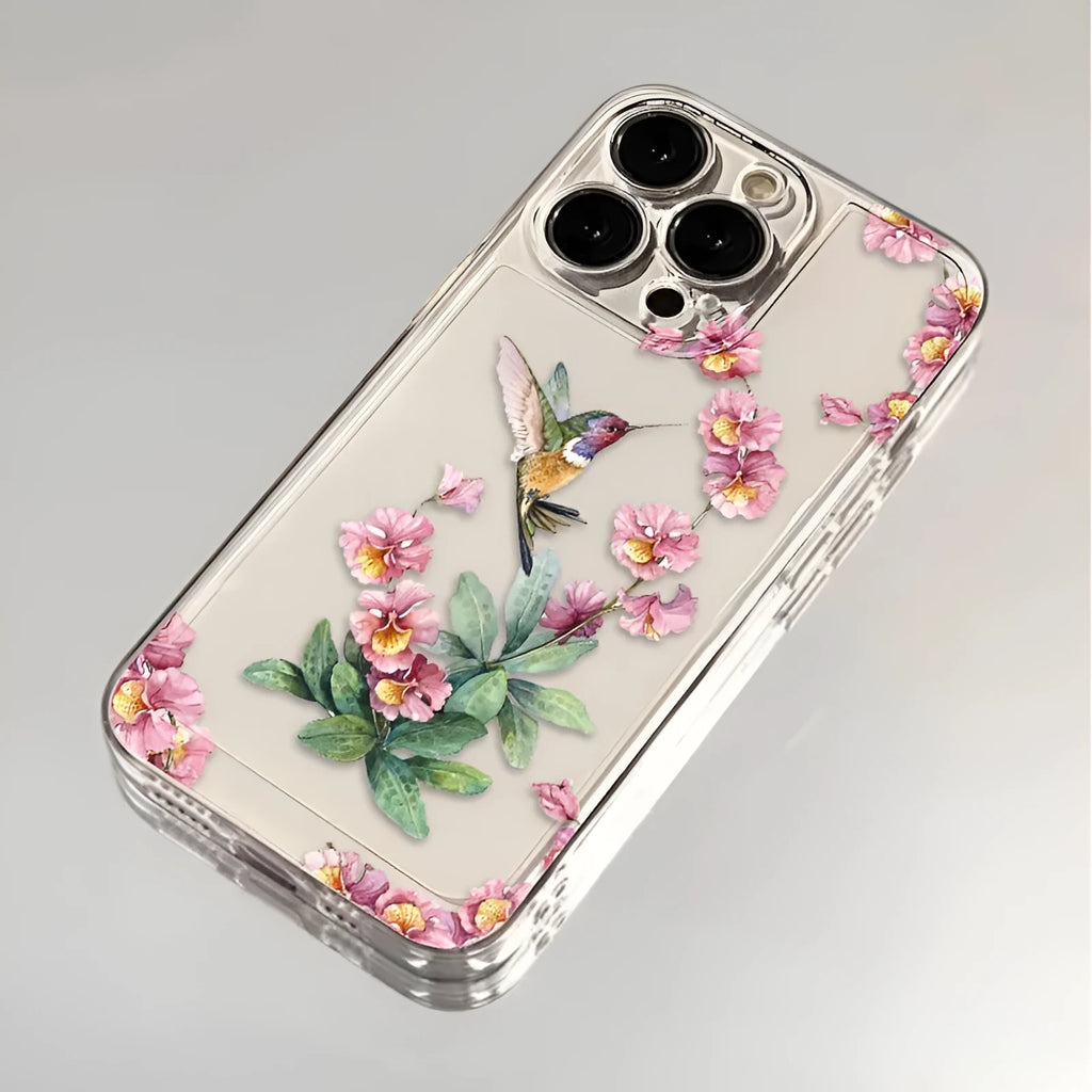 Flower Magpie fine hole all-inclusive TPU phone case for iPhone in transparent finish