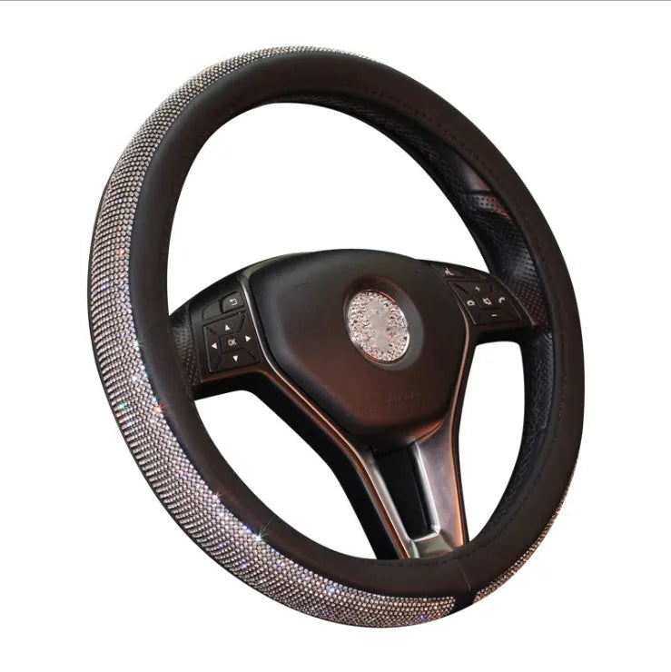Car steering wheel handle set in PU leather with anti-slip design for 38cm steering wheels, multiple colours