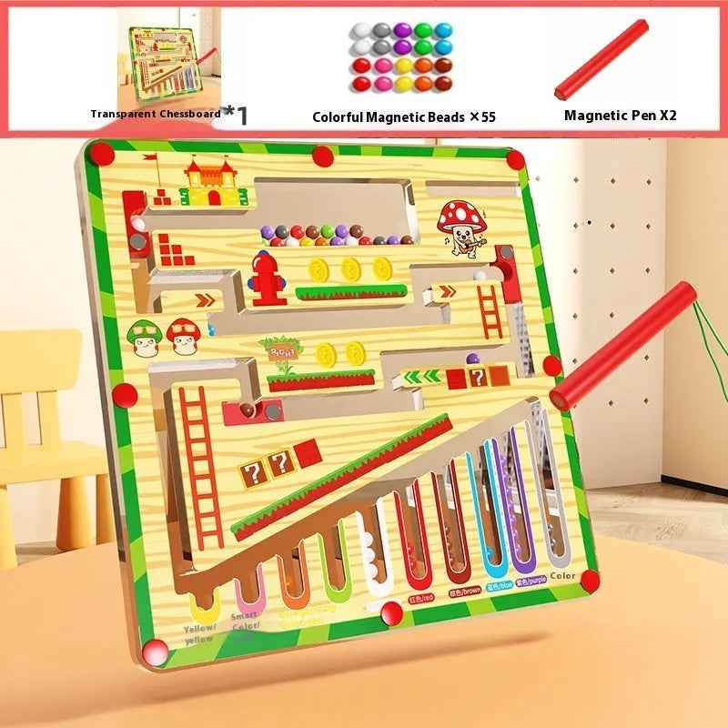 Magnetic maze ball three-dimensional plastic educational intelligence maze toy for teenagers with single pen