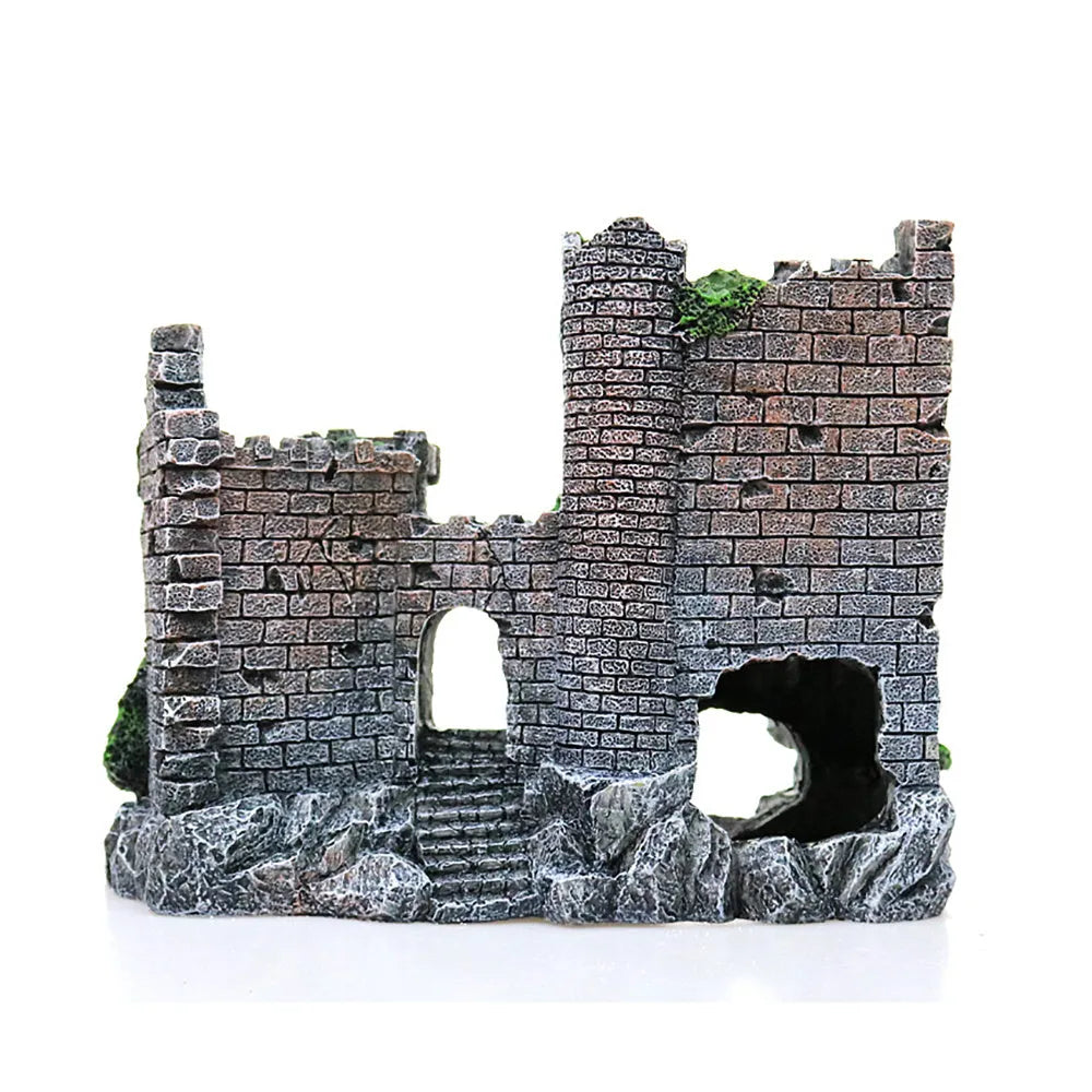 Fish tank resin castle decoration European style 17 x 6 x 13cm retro aquarium ornament