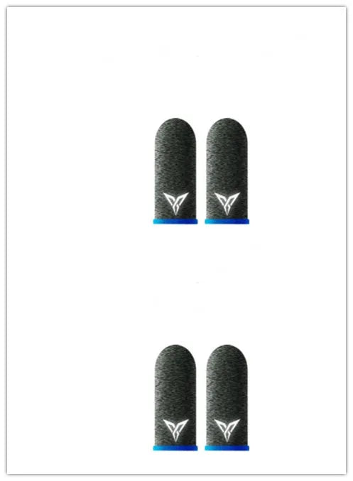 A pair of green gaming thumb sleeves made from silver fibre yarn with a reflective 3M logo.
