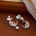 Gentle temperament rose flower earrings for women with imitation pearl and electroplated finish in SB0452 rose colour