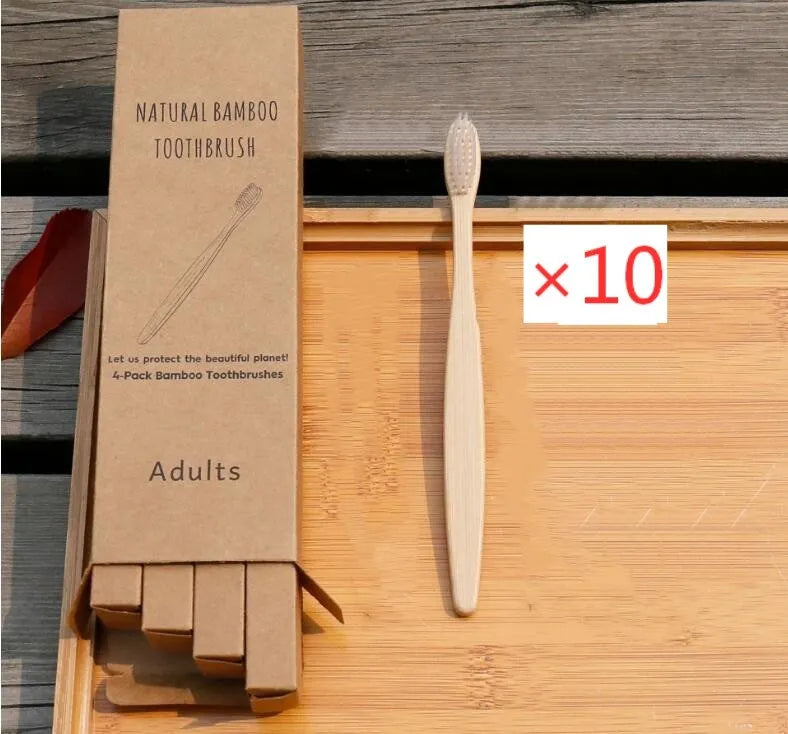 Eco friendly bamboo soft fibre toothbrush with biodegradable handle for adults