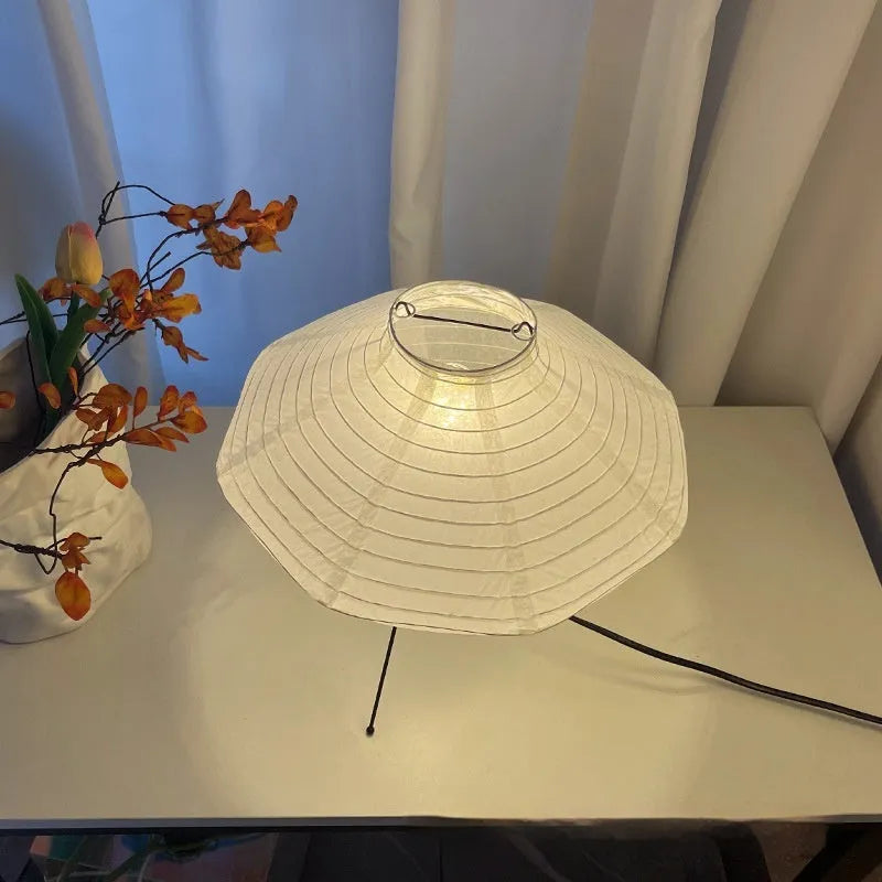 Japanese-style simple rice paper vertical table lamp bedside use 30cm diameter 32cm height