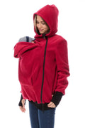 Red loose fit women's polar fleece sweater with long sleeves for autumn and winter wear.
