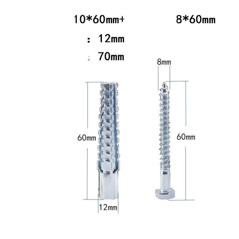 Iron barbed serrated metal expansion anchor screws for concrete and brick wall fixings.