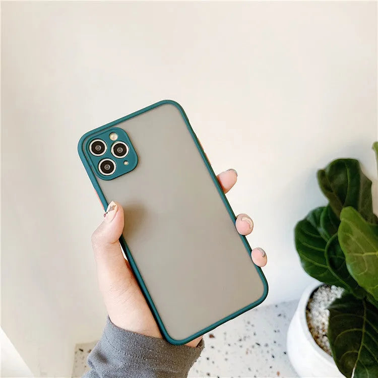 Frosted transparent TPU silicone phone case back cover for iPhone, colour black, business style