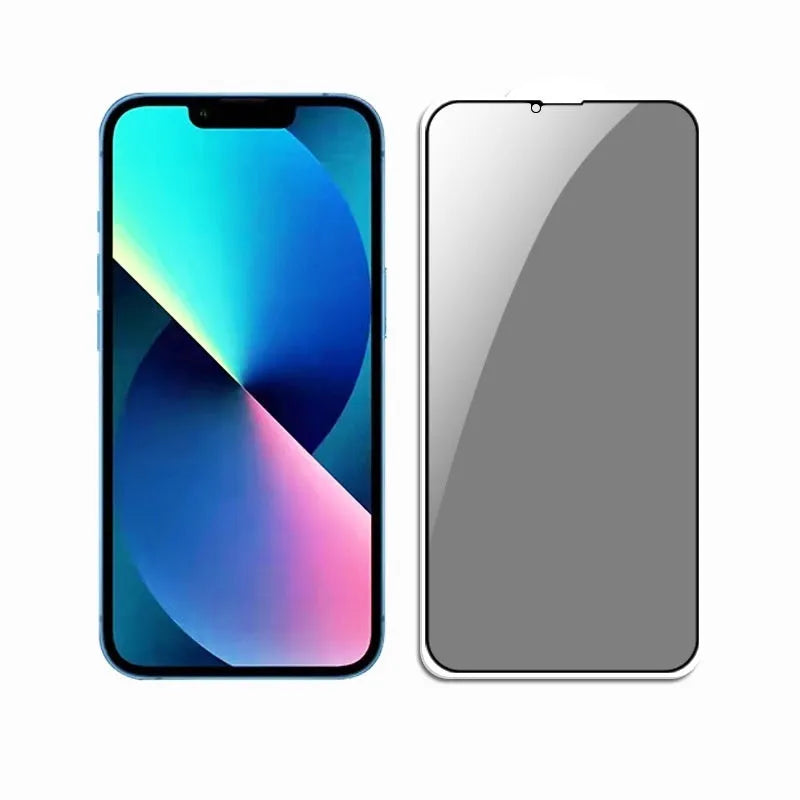 Black bare mold privacy tempered glass screen protector for iPhone models 13 14 15 series
