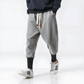 Teen loose fit harem casual pants in dark grey with elastic waist and slant pockets