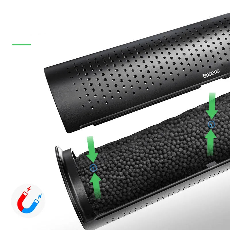 BASEUS black car air purifier with activated carbon crystal and magnetic enclosure