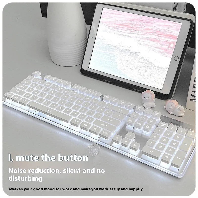 Button Mute Keyboard wired mechanical feeling keyboard with coloured backlight options