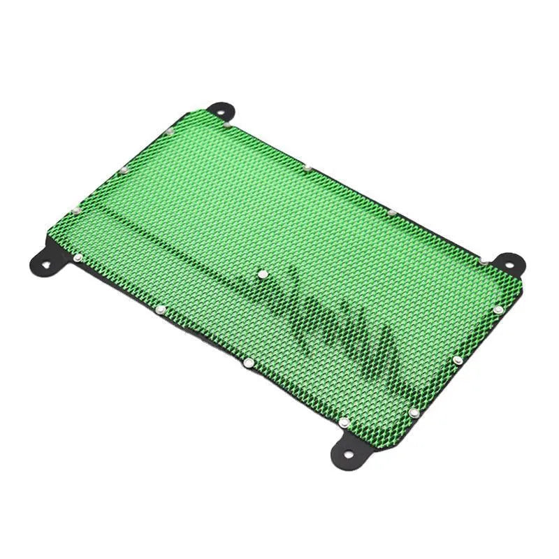 Kawasaki Z400 Ninja 400 black radiator mesh cover installed on motorcycle water tank