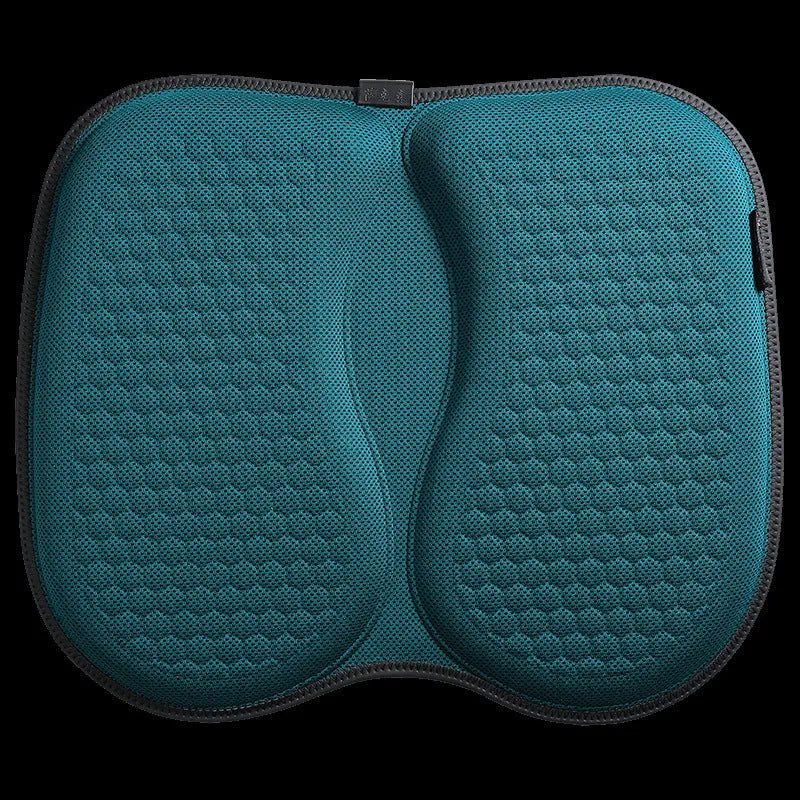 Honeycomb patterned gel car seat cooling cushion in multiple colour options on a car seat.