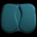 Honeycomb patterned gel car seat cooling cushion in multiple colour options on a car seat.