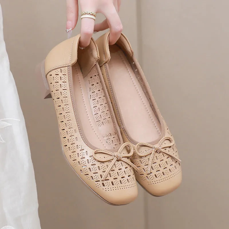 Summer breathable low-cut women's shoes retro style rubber sole artificial PU