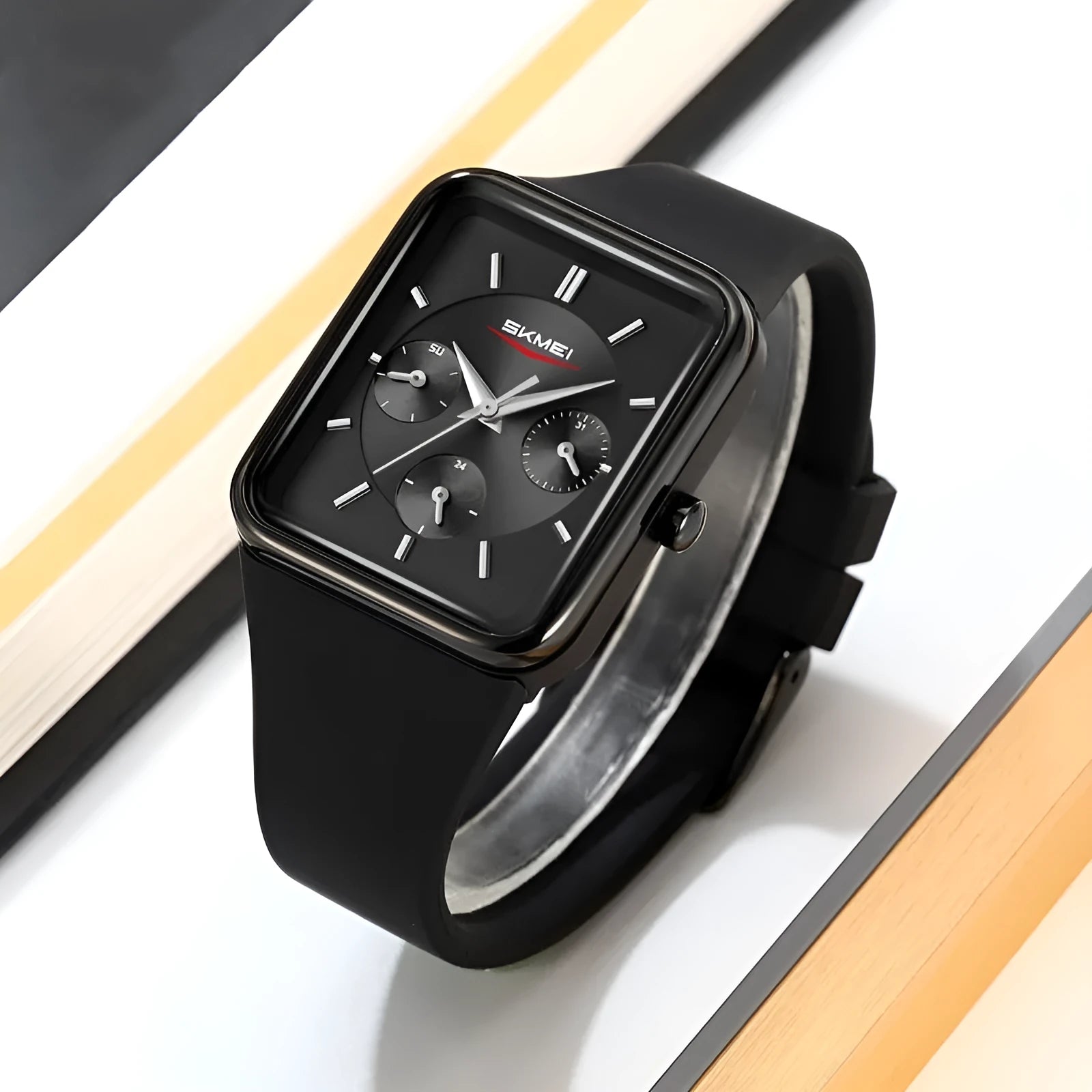 Square silicone waterproof digital watch for girls with multi-functional display in various colour options