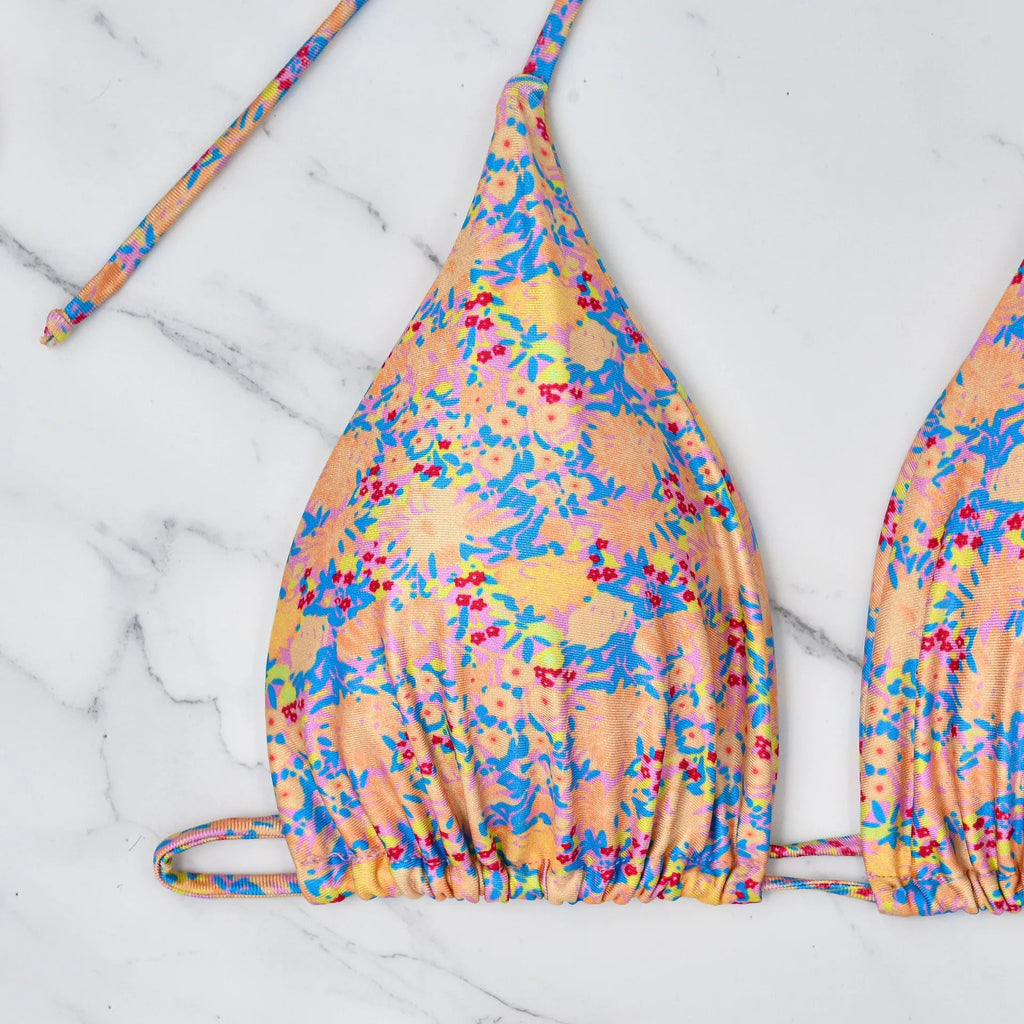 Lace-up bikini swimsuit with European split design and backless pattern in picture colour