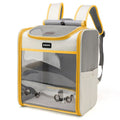 Portable pet backpack in PVC Oxford with solid colour design, available in grey, yellow, green or colourful.