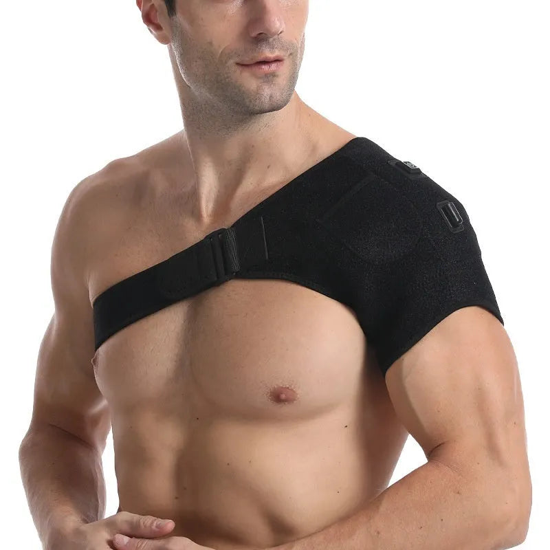 USB electric heating shoulder pad showing heating elements and plug connection