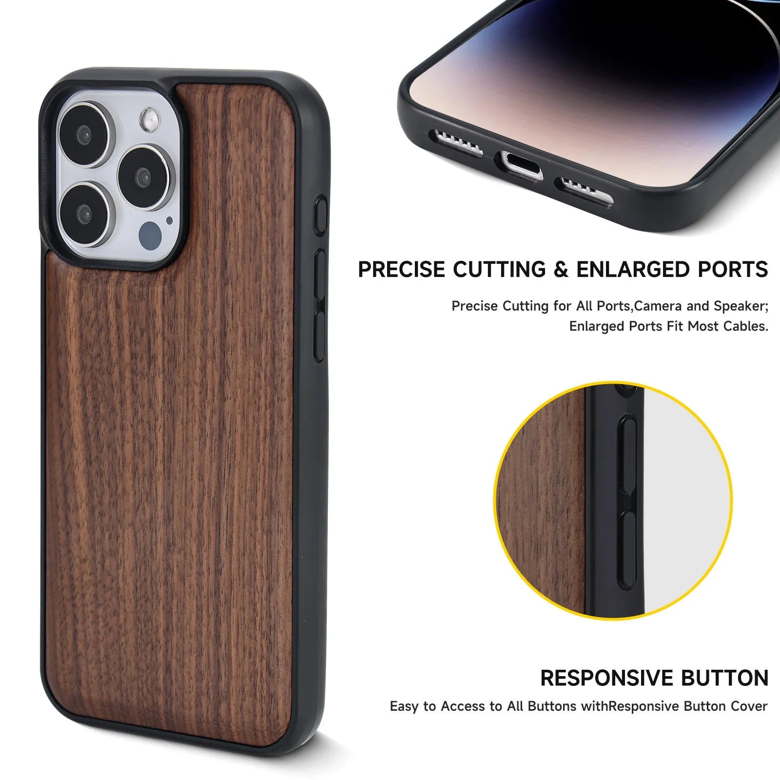 Walnut solid wood all-inclusive magnetic suction drop-resistant phone case for iPhone