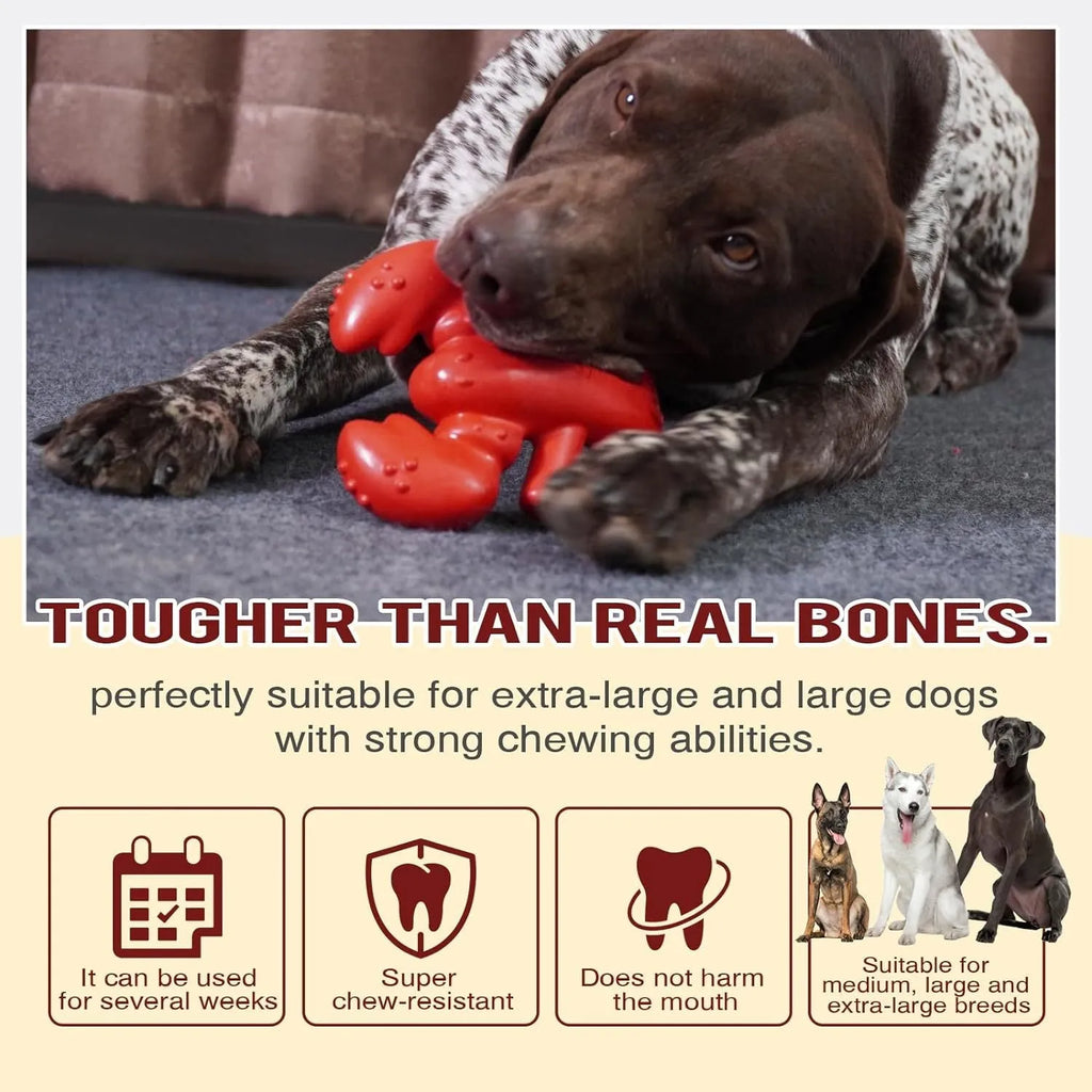 Large red durable nylon chew toy for aggressive chewing big dogs