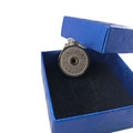 Stainless steel barbell disk necklace with geometric pendant on a choice of 60cm chain