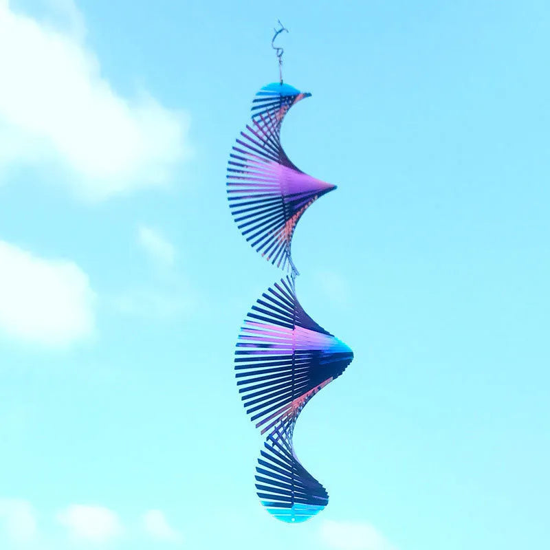 Rotating wind runner garden pendant in Silver or Colourful metal, 12.8 x 60cm Christmas outdoor decoration