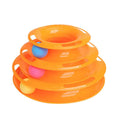 Interactive four-layer cat turntable toy with ball tower tracks, plastic, 16x29cm, in pink, blue, or orange