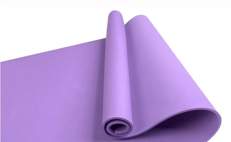 EVA fitness yoga mat in blue, showing non-slip texture and 4mm thickness.