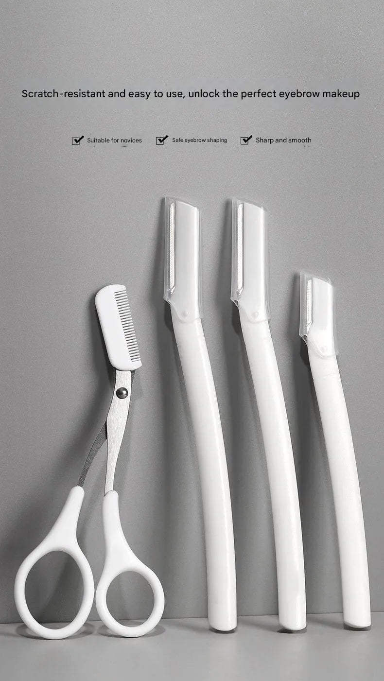 Safety design eyebrow trimmer set with macro detailing tool for precise eyebrow shaping