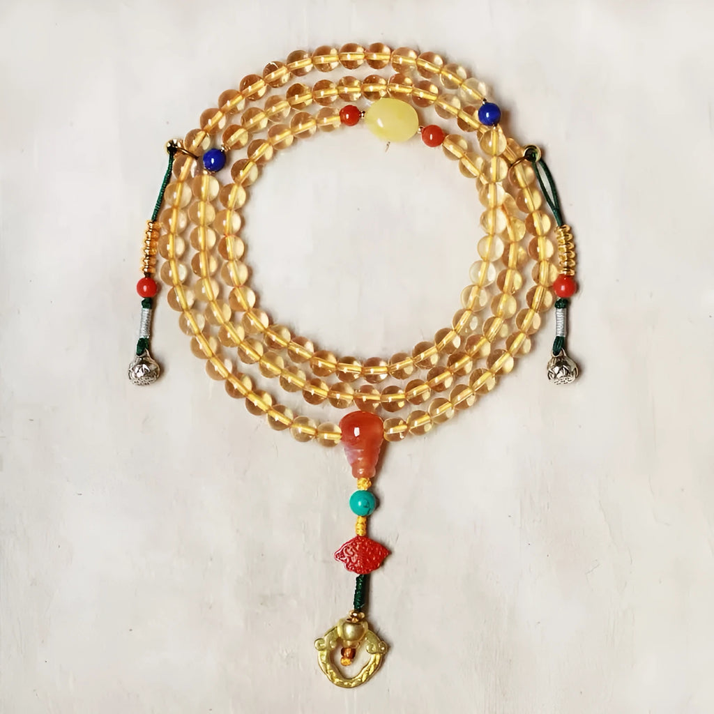 Yellow Brazilian natural citrine bracelet with 1mm beads on filament string