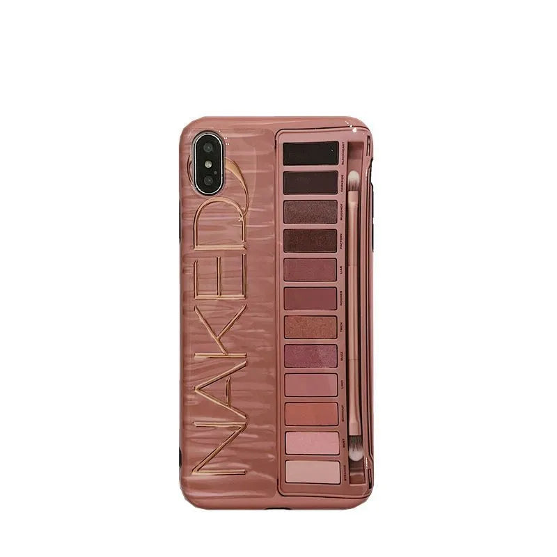 Silicone iPhone case with eye shadow glitter marbled gradient design in flesh pink