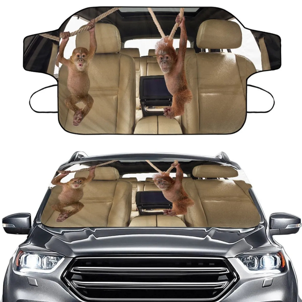 Universal car snow protection front gear cover with aluminium insulation and lanyard fastening