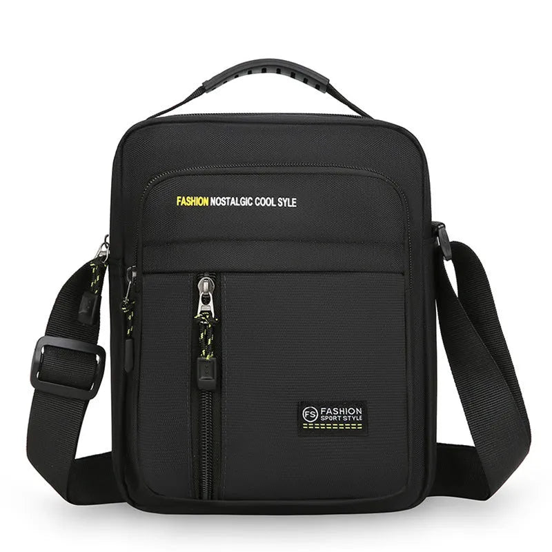 Men's nylon crossbody messenger bag with sewing thread detailing in four colour options
